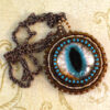 Cat Eye Necklace in Brown and Teal