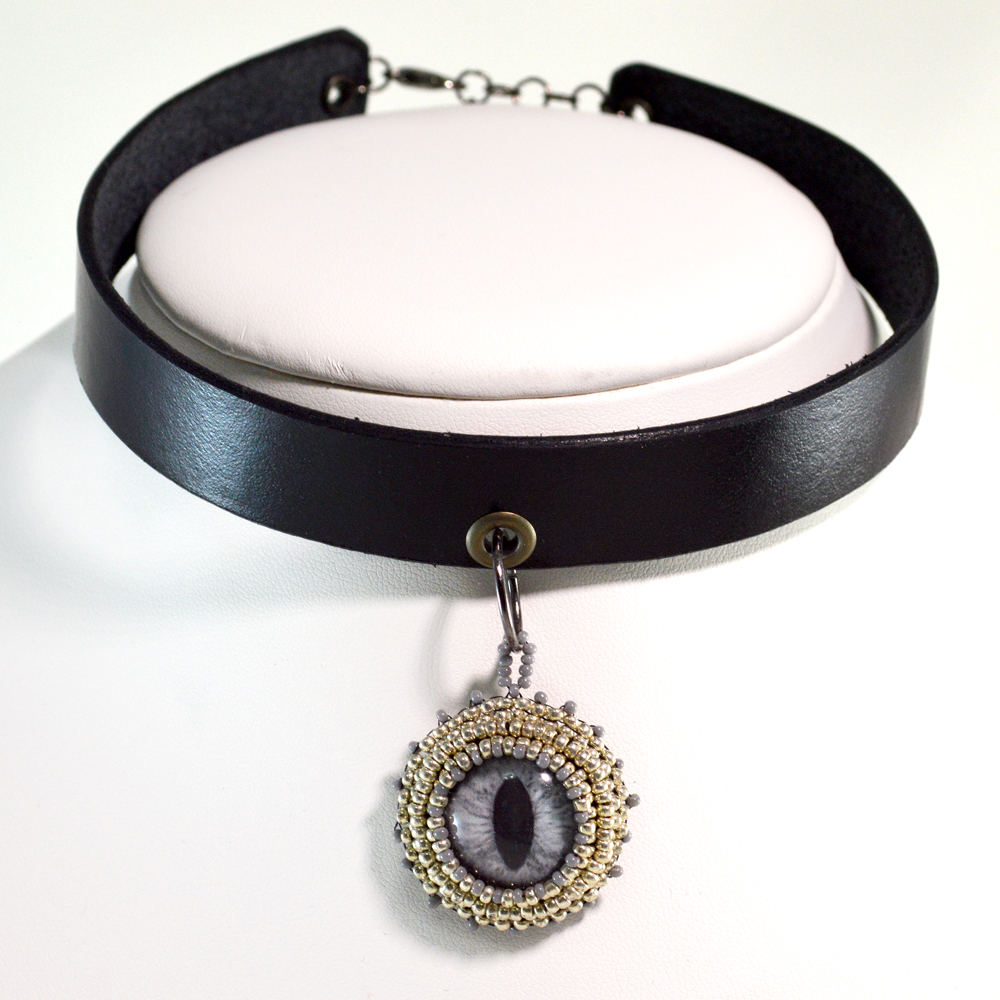 Silver Cats Eye Jewelry Choker Twisted Pixies