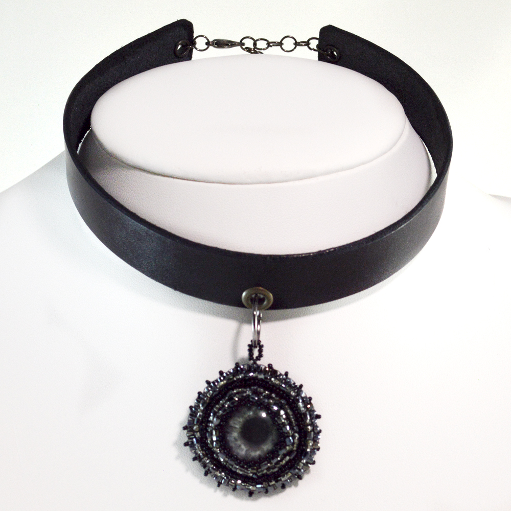 Black Gothic Choker Eye Pendant Twisted Pixies