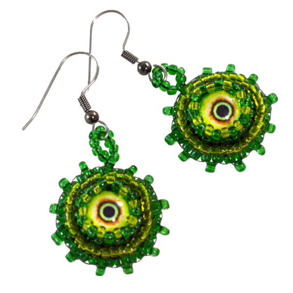 horror earrings green monster eyes