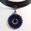 Purple Choker Necklace Eye Pendant
