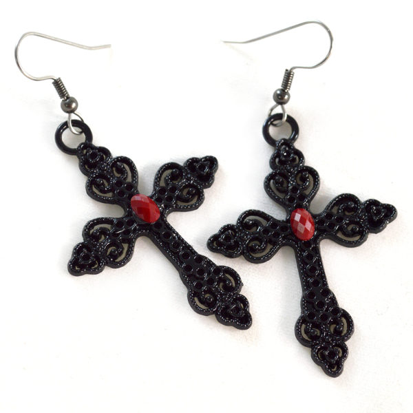 gothic cross earrings