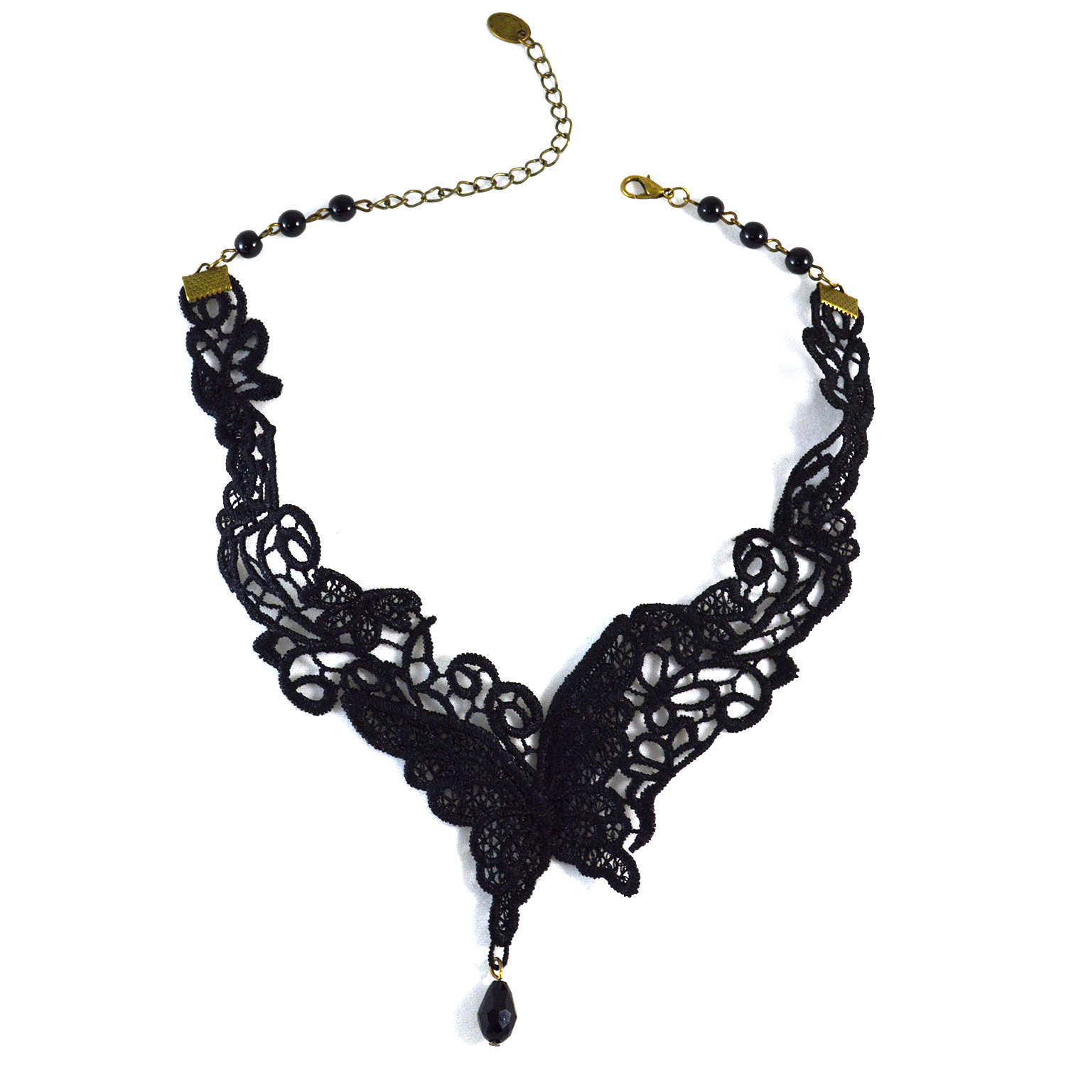 Black Butterfly Necklace Lace Gothic Jewelry Twisted Pixies
