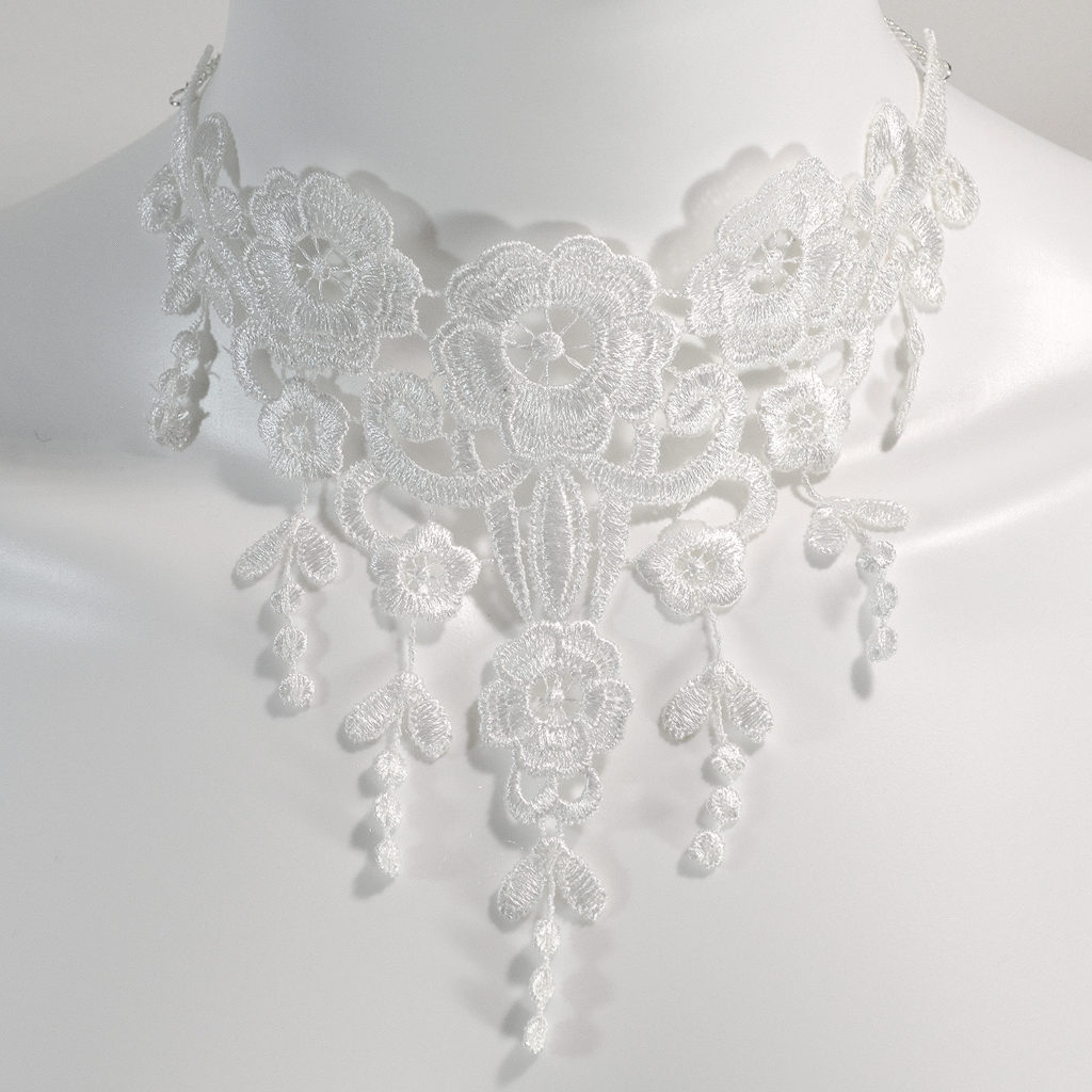 white bridal choker