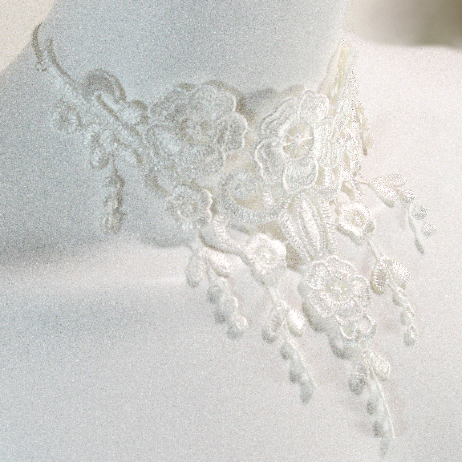 white bridal choker