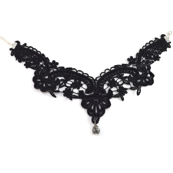 Black and White Choker – Victorian Gothic Necklace - Twisted Pixies