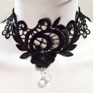Gothic Blue and Black Victorian Lace Choker - Twisted Pixies