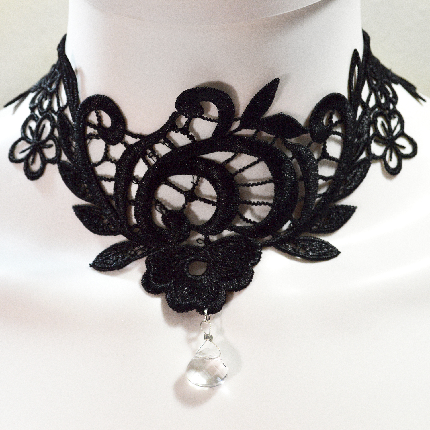 Black Lace Collar Choker Necklace