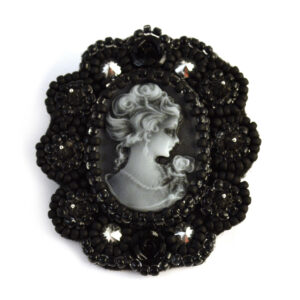 gothic black and white cameo brooch