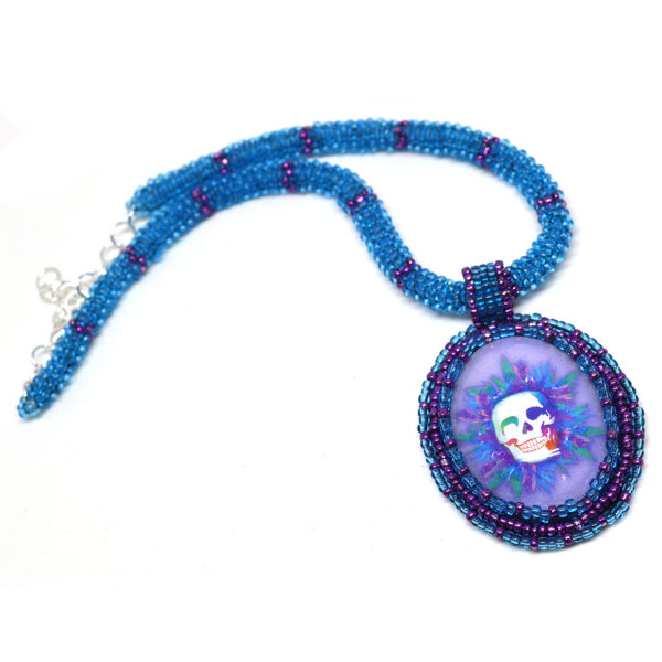 Beaded Boho Skull Necklace