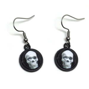 black and white skull earrings