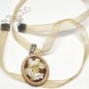 Romantic Wooden Pendant Skull Ribbon necklace