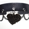 skulls heart punk choker