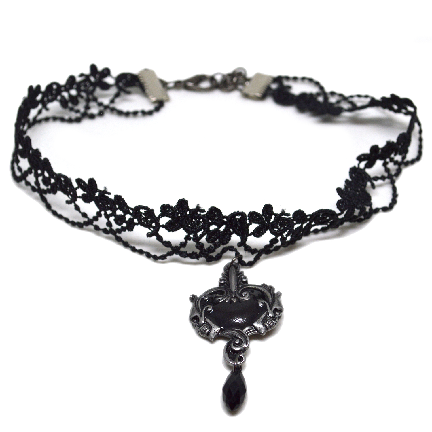 Gothic Wedding Black Choker with Skulls Twisted Pixies