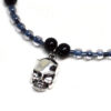 skull charm anklet silver and black