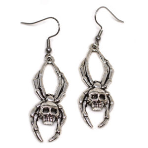 spider skull goth earrings