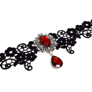 gothic red and black Victorian lace choker