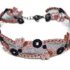 lace navy and pink rose choker