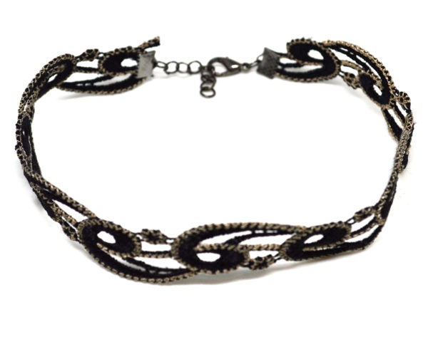 nu goth Choker Gold and Black Lace