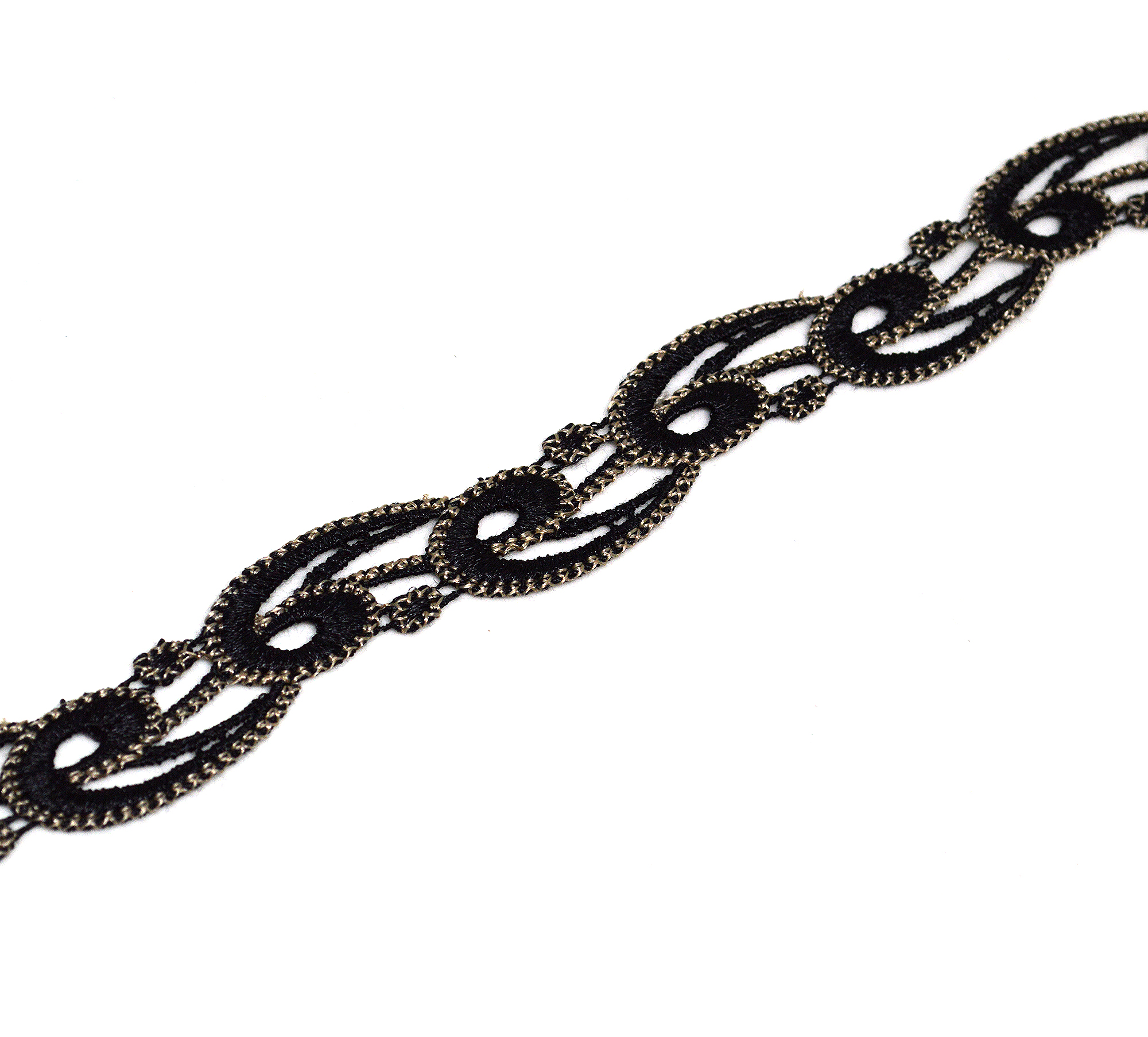 Nu Goth Choker Swirling Gold and Black Lace - Twisted Pixies
