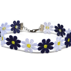 white and blue flower chain hippie daisy chain choker necklace