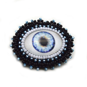blue evil eye brooch