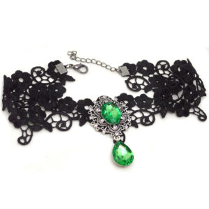 Gothic green emerald Victorian lace choker