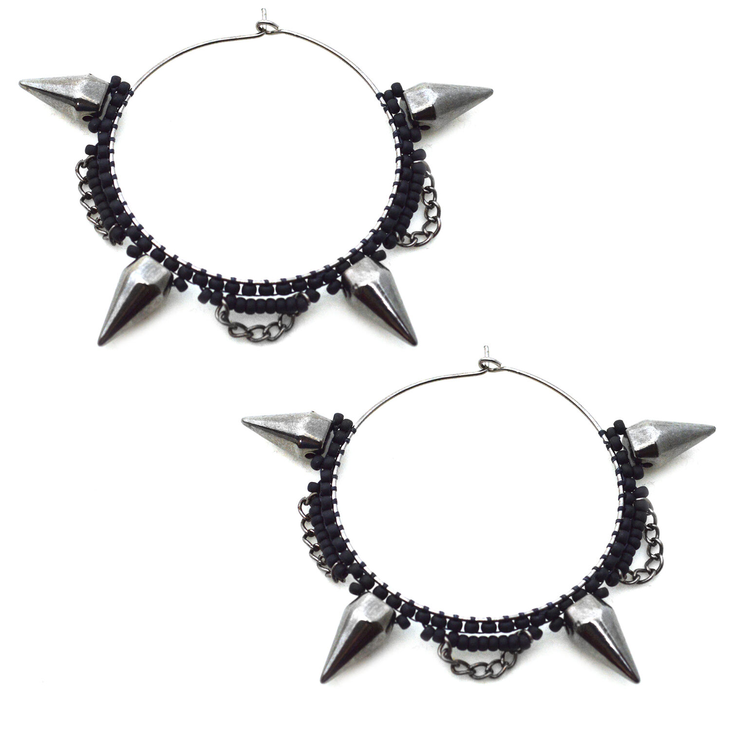 Large 40mm Spiked Hoop Earrings Twisted Pixies