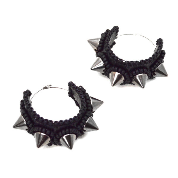 spike embroidered punk earrings glam rock hoops