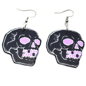 purple and blak skull earrings