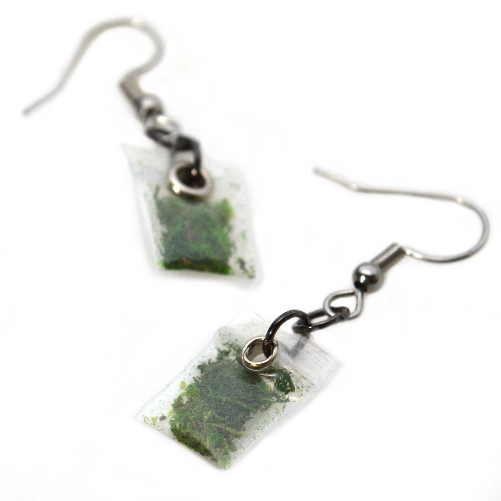 Fake Marijuana Weed Baggie 420 Stoner Gift Earrings