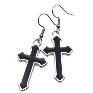 black gothic cross earrings