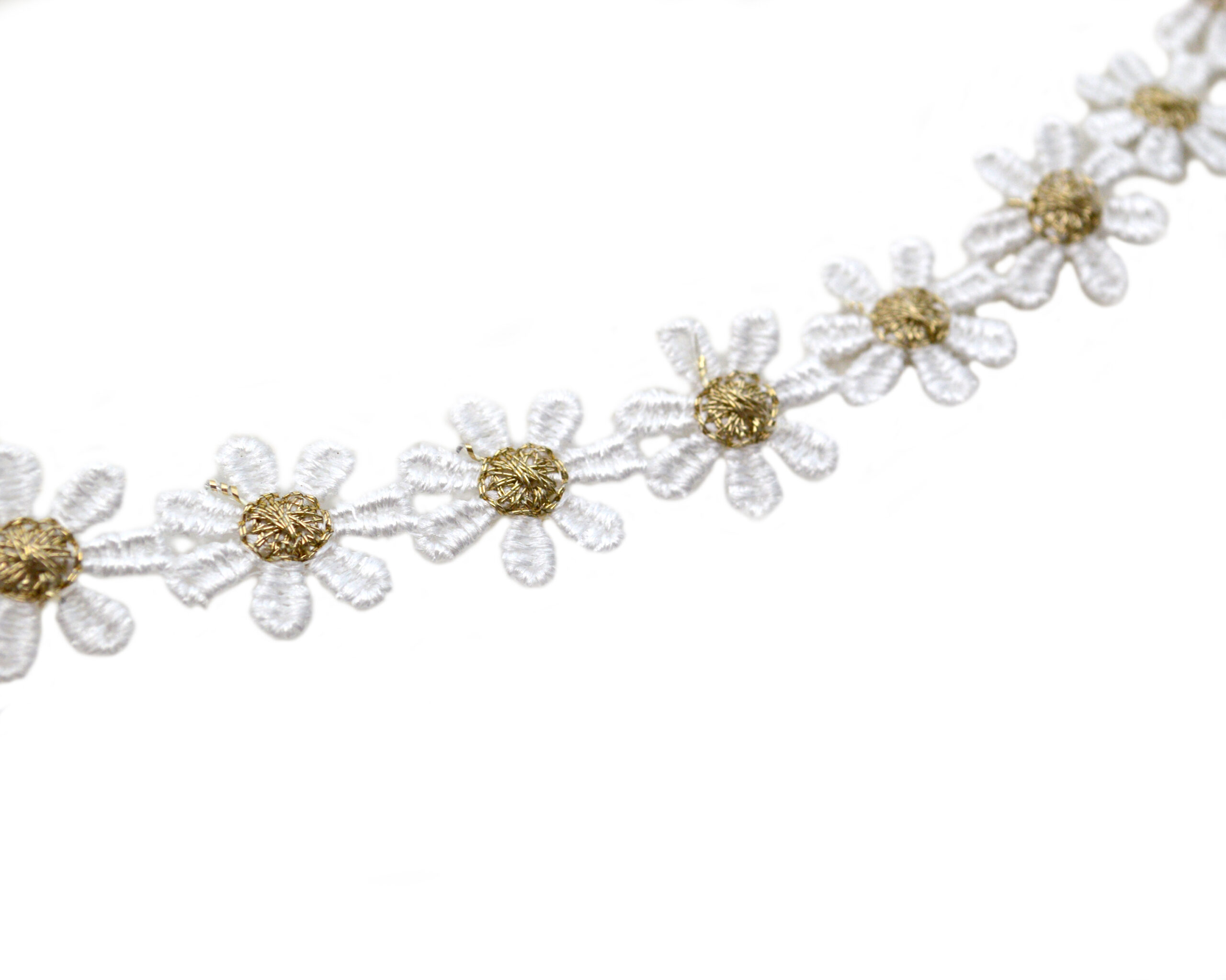 lace daisy chain white and gold flower choker