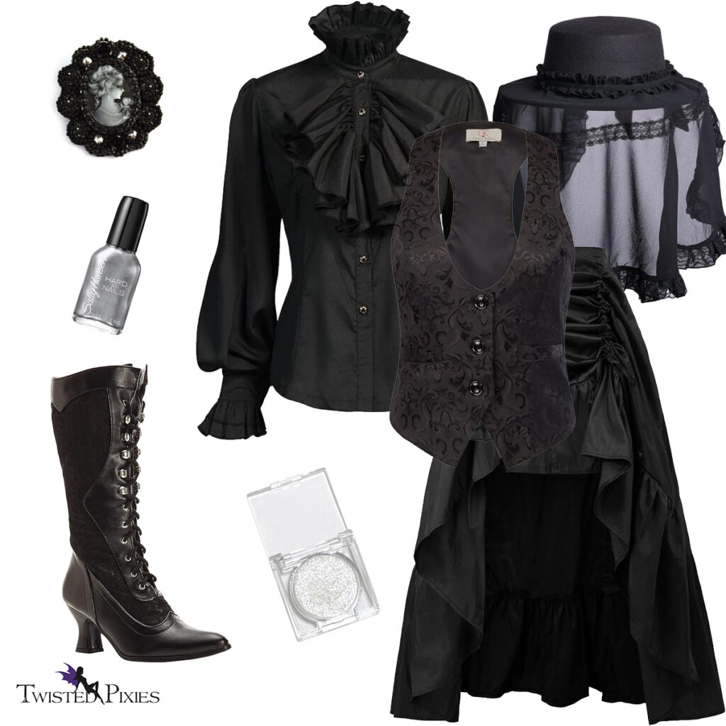 victorian gothic traditional all-black gothic outfit